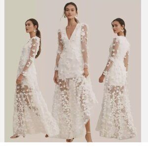 Anthropologie Blair Long-Sleeve V-Neck Floral Maxi Dress By Helsi